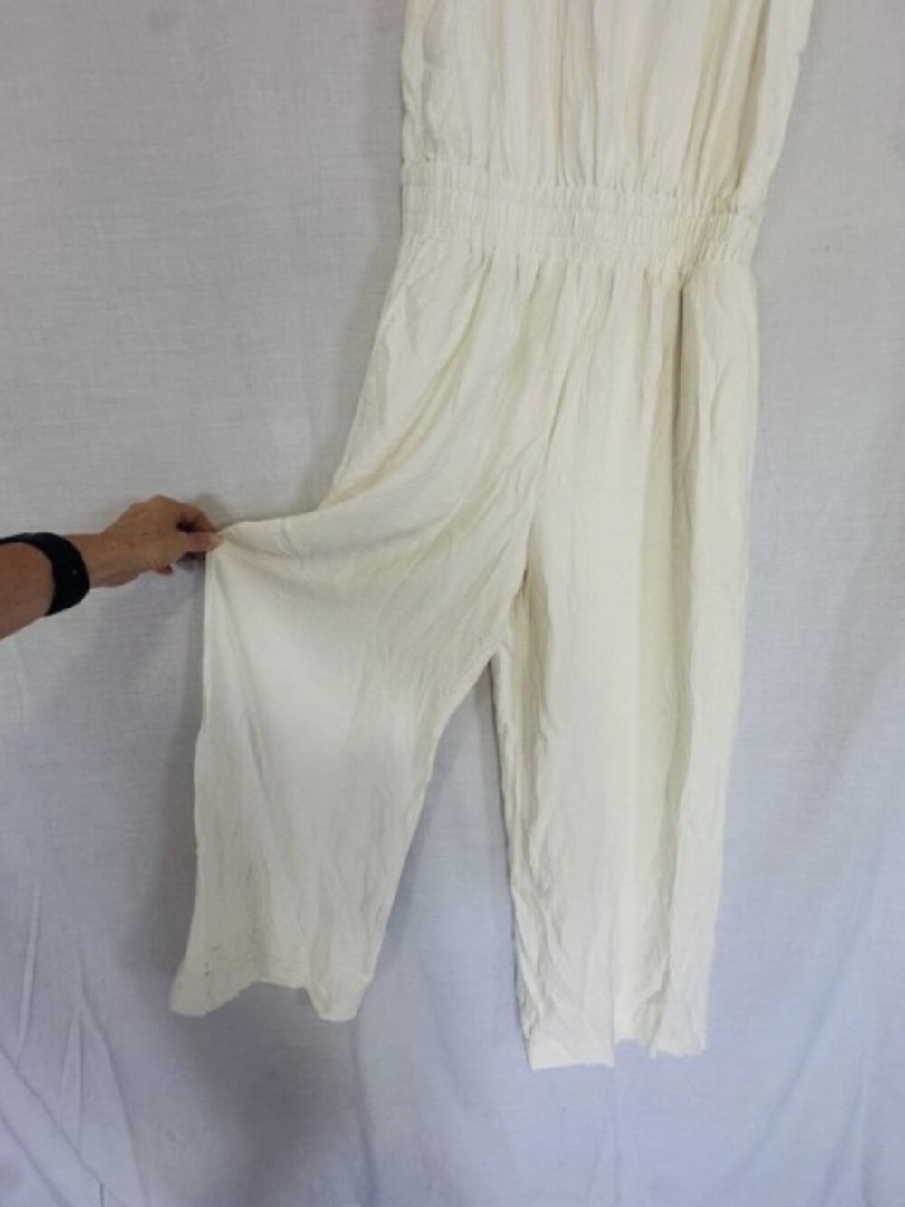 A New Day Womens Cream Sleeveless Jumpsuit Wide Leg Ribbed NWT - Picture 5 of 6